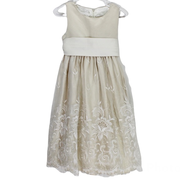 CINDERELLA Lace Satin Dress Champagne Ivory Cream Wedding Princess Size - Picture 11 of 11